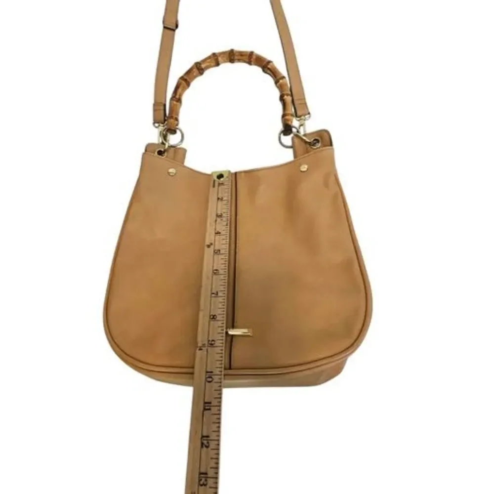 Enzo Angiolini Vegan Leather Handbag With Bamboo Clutch & Adjustable Strap